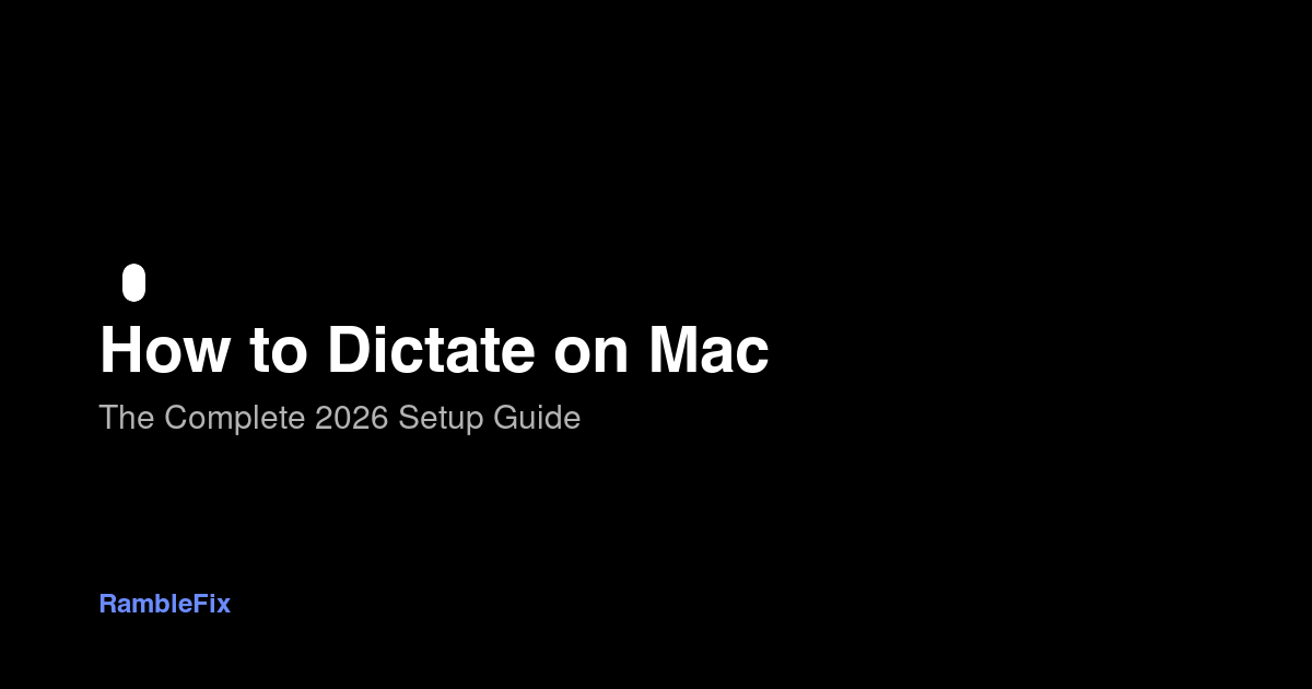 Title card: How to Dictate on Mac — The Complete 2026 Setup Guide